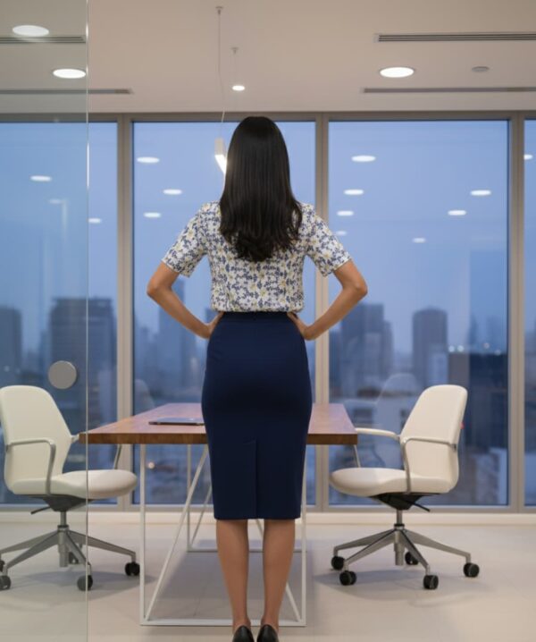 Floral print blouse for women, featuring a keyhole neckline and designed for office wear or professional settings.