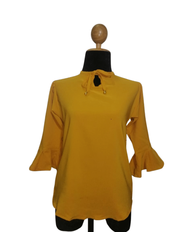 golden elegance tie neck blouse