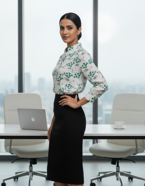 floral harmony chinese collar top
