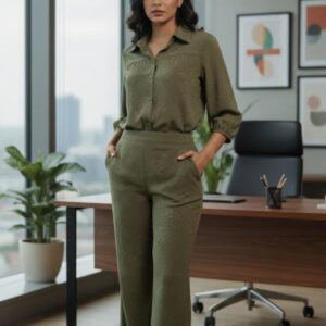 Elegant luxury top and pants set for sophisticated style.