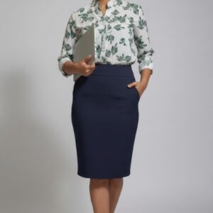 Navy Blue Luxe Pencil Skirt